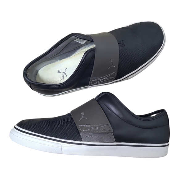 Puma Men's EL Rey Cross Perf Leather Black Slip-On Sneakers Size 11 - Picture 1 of 12
